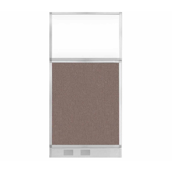 Hush Panel Configurable Cubicle Partition 3' x 6' Latte Fabric Clear Window w/ Cable Channel